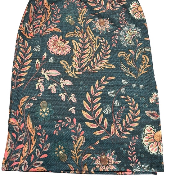 Averie Halley Midi Slit Skirt & Knotted Top Pink & Saffron Floral Leaves Set - Picture 4 of 13